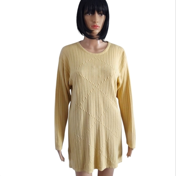 Vintage cross road light yellow long sleeves knit sweater, size M - Picture 2 of 10